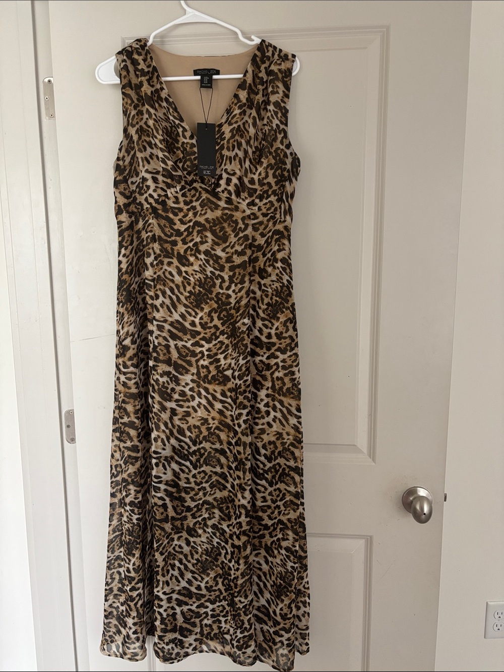 Rachel Zoe Leopard Print V-Neck Maxi Dress in Brown and Tan
